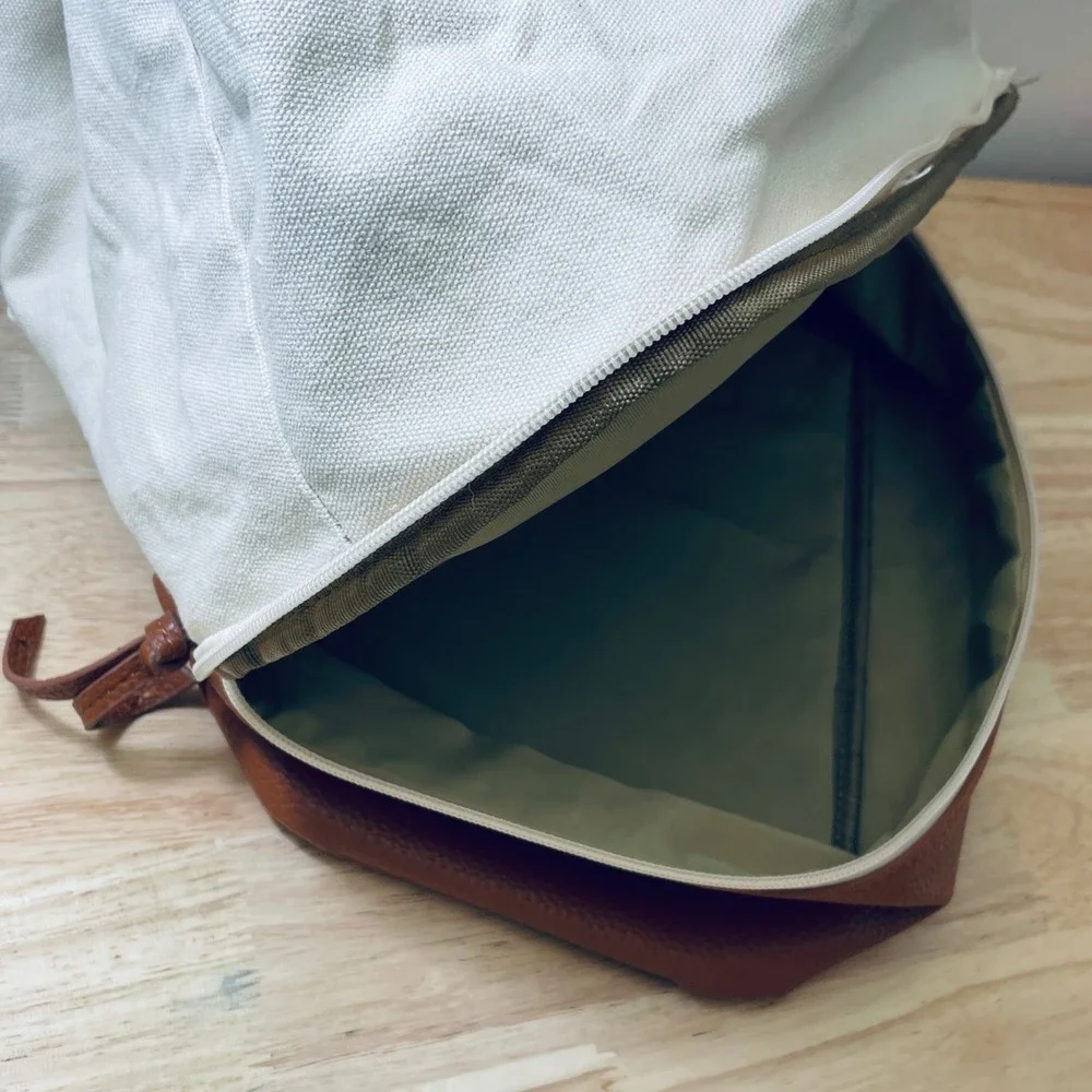 Graf‎ Lantz Canvas Leather Tote Bag Brown White Convertible Shoulder Bag NWT